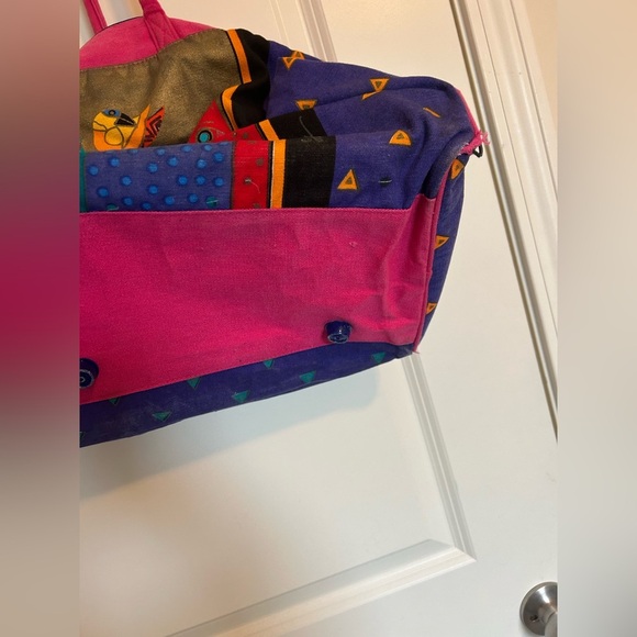 Laurel Burch unique Colorful Cat Design large weekender Tote Bag - Picture 3 of 15